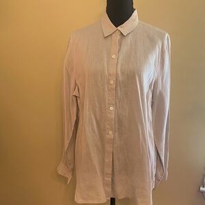 J. Jill Cream Casual Button Down Shirt